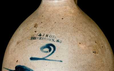 W & J M COX / DECKERTOWN, NJ Stoneware Bird Jug