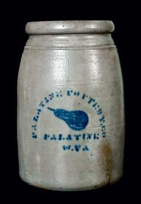 PALATINE POTTERY CO. / PALATINE / W. VA Stoneware Wax Sealer w/ Pear
