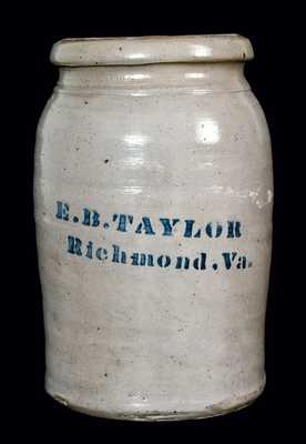 E.B. TAYLOR / Richmond, Va. Stoneware Jar