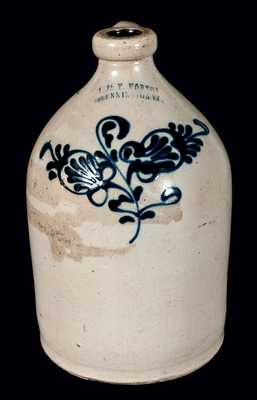 J. & E. NORTON / BENNINGTON, VT Stoneware Jug w/ Floral Decoration