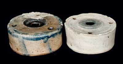 Two Salt-Glazed Stoneware Inkwells