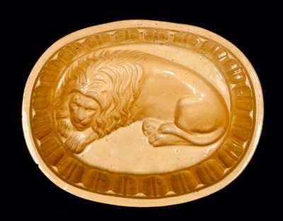 Yellowware Food Mold w/ Lion Design