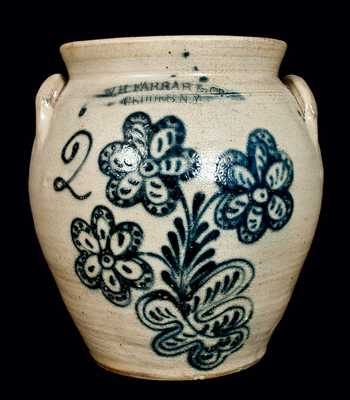 W.H. FARRAR & CO. / GEDDES, N.Y Stoneware Jar w/ Floral Decoration