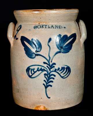 CORTLAND Stoneware Jar w/ Cobalt Flower Design