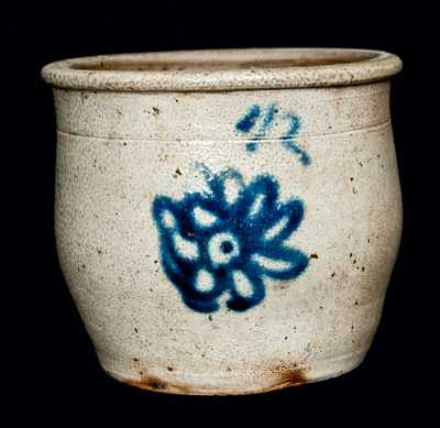 Stoneware Jar w/ Cobalt Flower Design, possibly Buffalo, NY