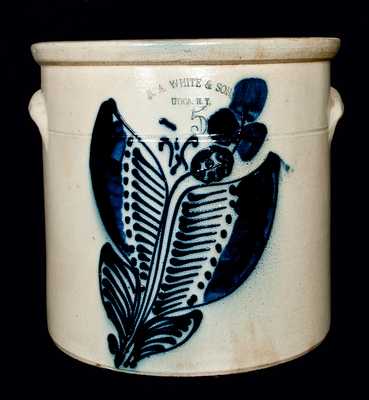 N.A. WHITE & SON (Utica) Stoneware Crock w/ Floral