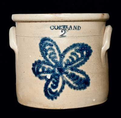 CORTLAND Stoneware Crock w/ Cobalt Floral