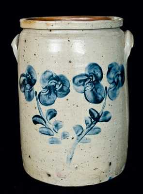 Five-Gallon Baltimore Stoneware Crock w/ Large Clover Decoration