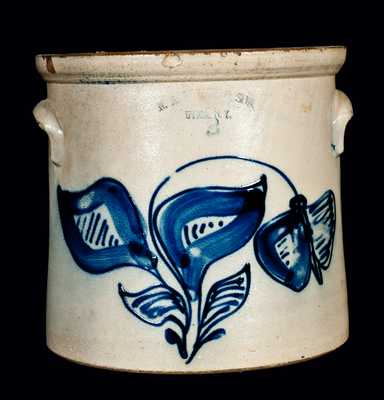 N.A. WHITE & SON / UTICA, N.Y. Stoneware Crock w/ Flower Decoration