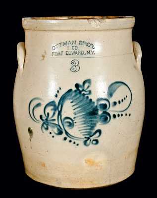 OTTMAN BRO'S / FORT EDWARD, N.Y. Stoneware Jar w/ Floral