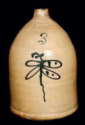 J. FISHER / LYONS, N.Y. Stoneware Dragonfly Jug