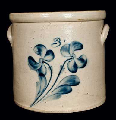 J. FISHER / LYONS, N.Y. Stoneware Crock w/ Floral Design