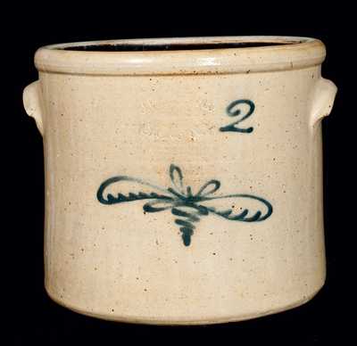 J. FISHER / LYONS, NY Stoneware Crock w/ Floral Decoration