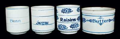 (4) Blue-and-White Pottery Kitchen Jars
