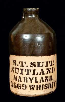 S.T. SUIT / SUITLAND, MARYLAND Tanware Whiskey Jug