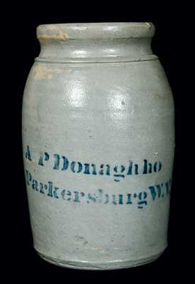 A.P. Donaghho / Parkersburg W.V. Stoneware Canning Jar