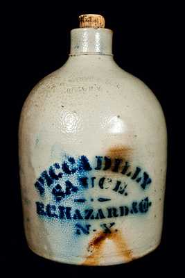 PICCADILLY SAUCE Stoneware Jug (N.A. White, Utica, NY)
