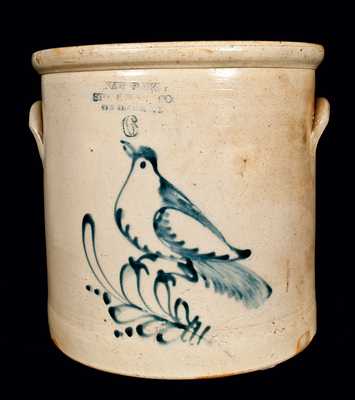 Six-Gallon New York Stoneware Co (Fort Edward, NY) Bird Crock