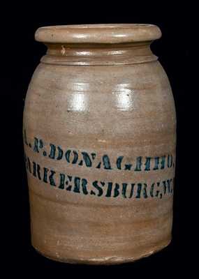 A.P. DONAGHHO, / PARKERSBURG, W. Va Stoneware Jar