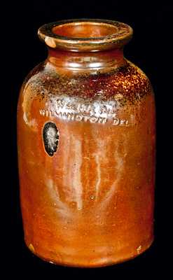 WM. HARE / WILMINGTON, DEL. Stoneware Canning Jar
