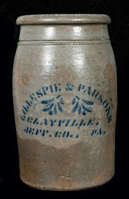 Clayville, PA (Now Part of Punxsutawney) Stoneware Advertising Jar