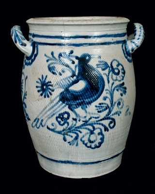 Westerwald (German) Stoneware Jar w/ Bird Decoration
