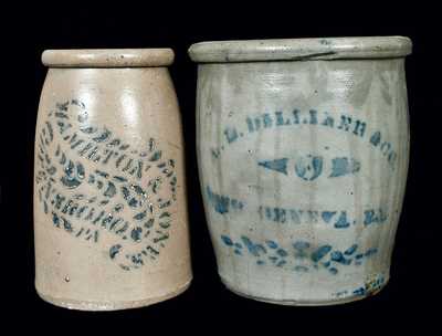 (2) Western PA Jars (L.B. Dilliner, New Geneva and Hamilton & Jones, Greensboro)