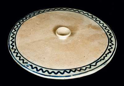 Attrib. Perine, Baltimore, MD Stoneware Lid w/ Slip-Trailed Design