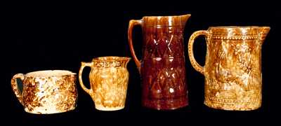 (4) American Rockinghamware Pitchers