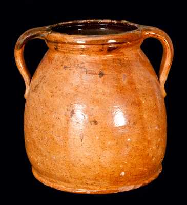 AUBURN, NY Open-Handled Redware Jar