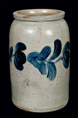 Baltimore Stoneware Pottery Jar, Cobalt Floral Design