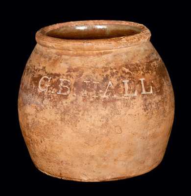 G.B. HALL New York Redware Jar