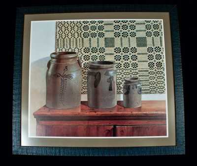 Contemporary Framed Print of Three Stoneware Crocks