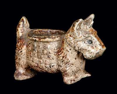 Salt-Glazed Stoneware Scottie Dog Candlestick / Matchsafe