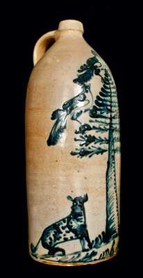 Profusely-Decorated Poughkeepsie, NY Stoneware Storefront Jug