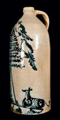 Profusely-Decorated Poughkeepsie, NY Stoneware Storefront Jug