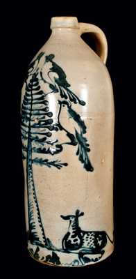 Profusely-Decorated Poughkeepsie, NY Stoneware Storefront Jug