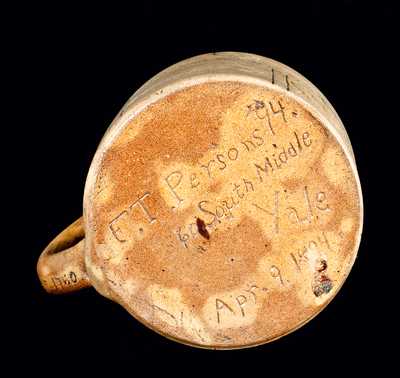 Heavily-Incised Stoneware Yale University Pottery Mug