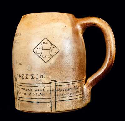 Heavily-Incised Stoneware Yale University Pottery Mug