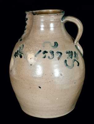 1839 American Stoneware Pitcher, Probably Midwestern