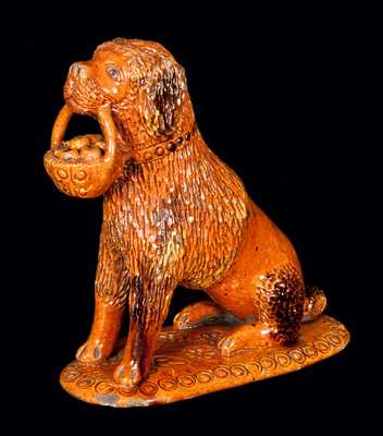 Exceptional John Bell Redware Pottery Dog Figure