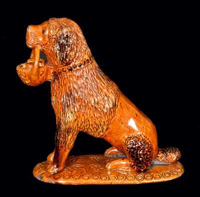 Exceptional John Bell Redware Pottery Dog Figure