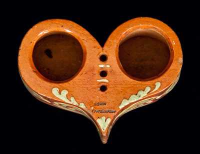 Important Pennsylvania Redware Heart-Shaped Inkstand