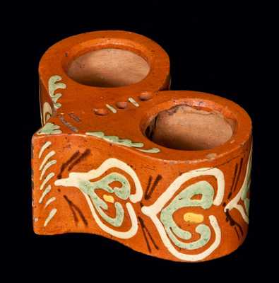 Important Pennsylvania Redware Heart-Shaped Inkstand