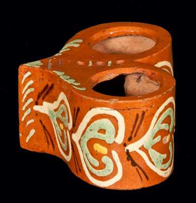 Important Pennsylvania Redware Heart-Shaped Inkstand
