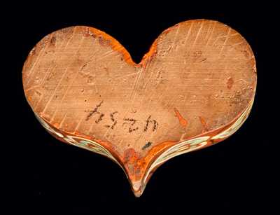 Important Pennsylvania Redware Heart-Shaped Inkstand