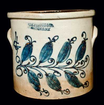 C.E. PHARIS & CO. / GEDDES. N.Y. Stoneware Crock w/ Floral Design