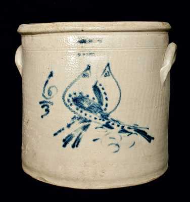 S. HART / FULTON (NY) Stoneware Crock w/ Double Birds