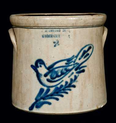 F.B. NORTON SONS, / WORCESTER, MASS. Stoneware Dove Crock