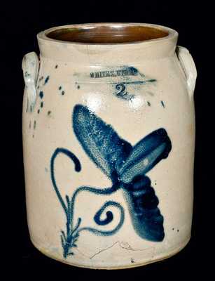 WHITES UTICA, New York Stoneware Jar w/ Floral Design